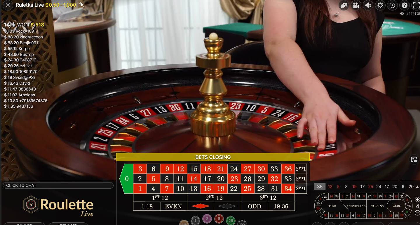 Beispiel für ein Live-Roulette-Rad